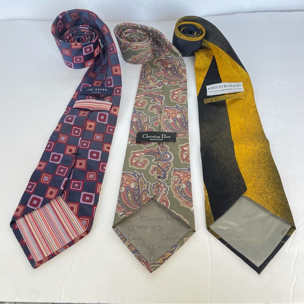 Bundle 3 ties Ted Baker Christian Dior Emilio Romano - Picture 3 of 7